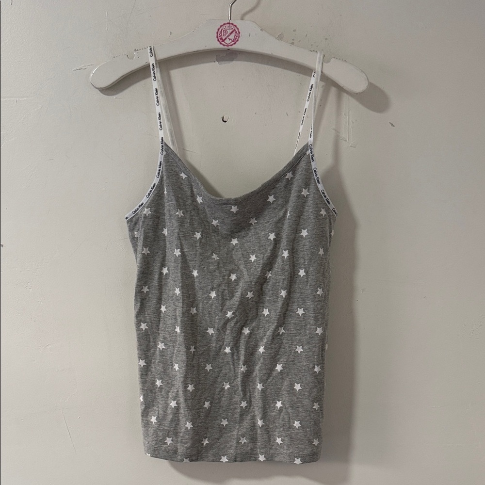 Women’s Gray Star Print Cami Tank Top shelf bra
